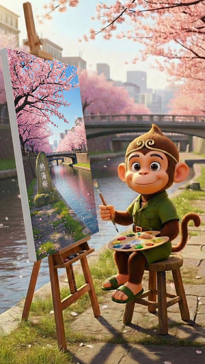 WorldRoamMonkey's tweet photo. ���本熱海的「早櫻」已經悄悄滿開了！🌸✨

來到靜岡縣的糸川 📍 @atami_official (熱海市官方)，這裡的 #熱海櫻 (Atami-zakura) 是全日本最早開花的品種之一 🥇。

#熱海櫻 #櫻花祭 #Atamizakura #日本旅遊 #早櫻 #ASMR #治癒系 #手繪 #Sakura2026 #糸川 #悟雲 #Wukumo #世遊記 #WorldRoam #櫻花預報 https://t.co/II0ttrEZF1