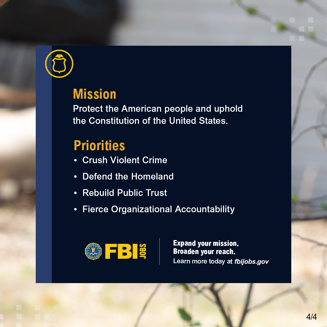 The #FBI’s 1811 Initiative is an accelerated pathway for experienced federal investigators to become #SpecialAgents, with access to advanced #training. Expand your mission. Broaden your reach. Apply today. #FBIJobs
fbijobs.gov/special-agents…