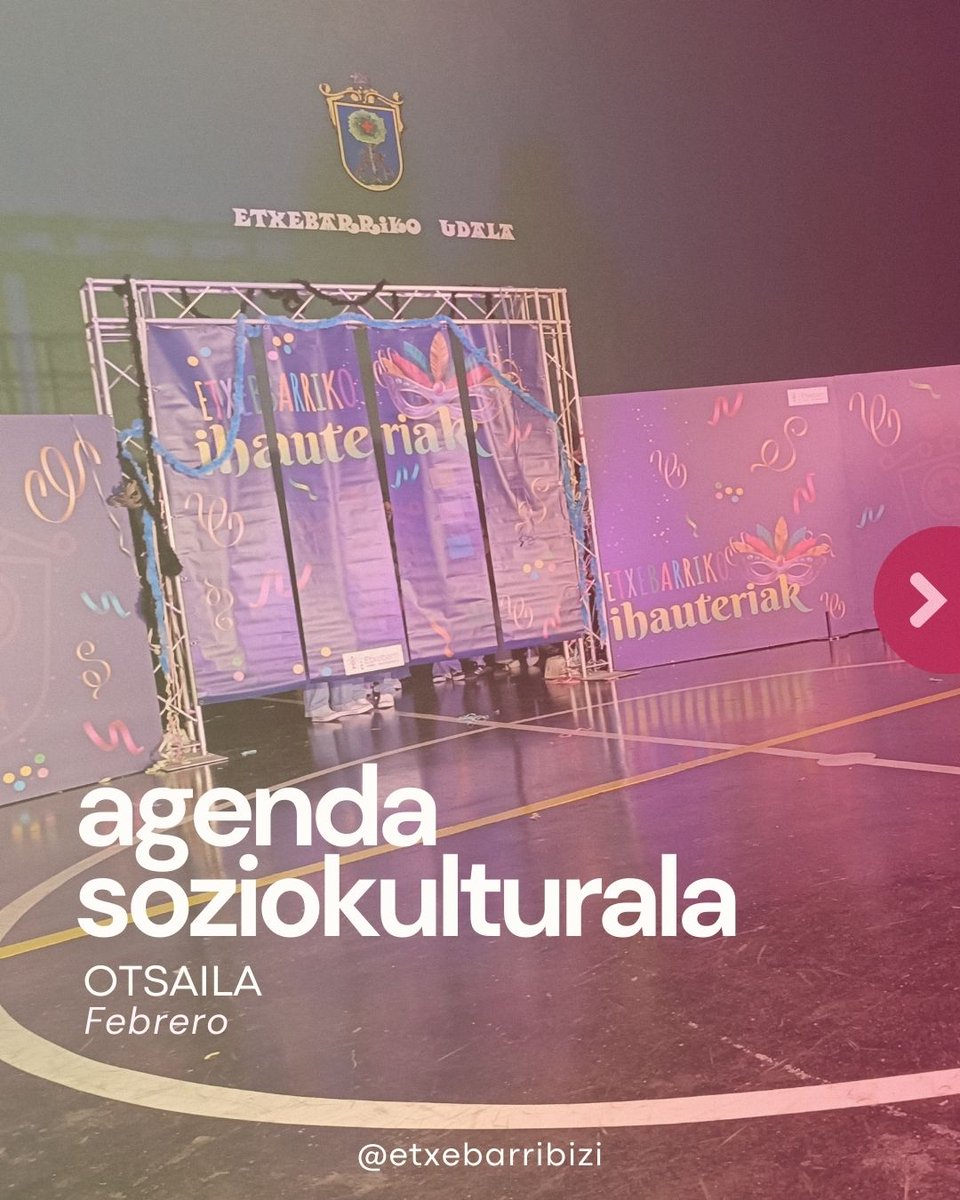 📆 OTSAILEKO AGENDA SOZIOKULTURALA
Ez galdu ezer, kontsultatu nahi duzunean, eta adi egon litezkeen aldaketei, online!

👀📝etxebarri.eus/es-ES/Document…

📆 AGENDA SOCIOCULTURAL DE FEBRERO
No te pierdas nada, consulta cuando quieras, ¡y presta atención a posibles cambios, online!