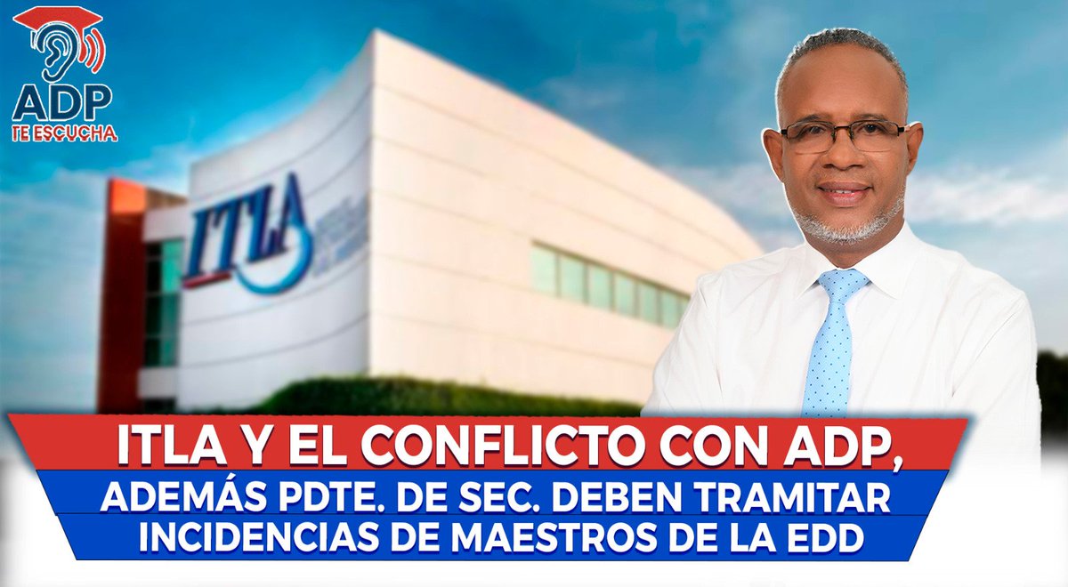 HOY A LAS ⏰ 7:00 P.M. 
«ADP TE ESCUCHA»

EL <a href="/ITLARD/">Instituto Tecnológico de las Américas</a> Y EL CONFLICTO CON <a href="/NuestraADP/">ADP</a>, ADEMÁS PDTE. DE SEC. DEBEN TRAMITAR INCIDENCIAS DE MAESTROS DE LA EDD.

¡Te esperamos!

🎙️Síganos... @lavozdocentemedia
 
#ADPTeEscucha
#LaVozDocenteMedia