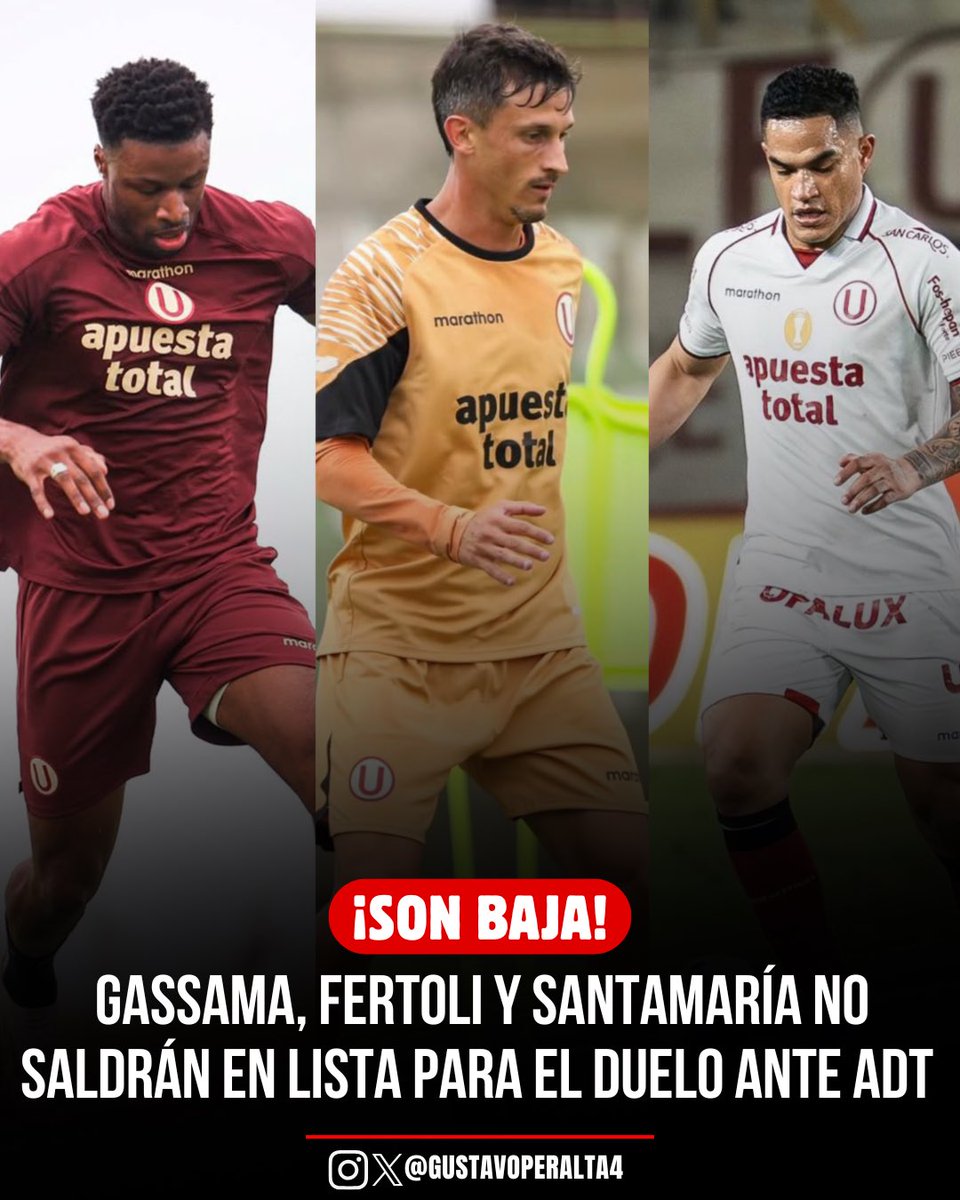 Este domingo ante ADT, no saldrán en lista Anderson Santamaría, Sekou Gassama y Héctor Fertoli. El defensa peruano hoy entrenó y está mucho mejor de la lesión muscular, pero no se le va a arriesgar. El senegalés-español aún está en un proceso de acondicionamiento futbolístico y