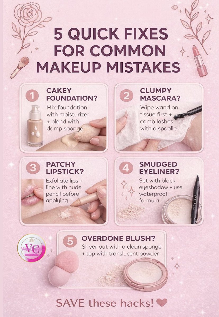 vandelchristen's tweet image. Makeup mistakes happen… but now you know how to FIX them 💄✨ Save this for later!

#MakeupTips
#BeautyHacks
#MakeupLovers
#FlawlessMakeup
#BeautyCommunity