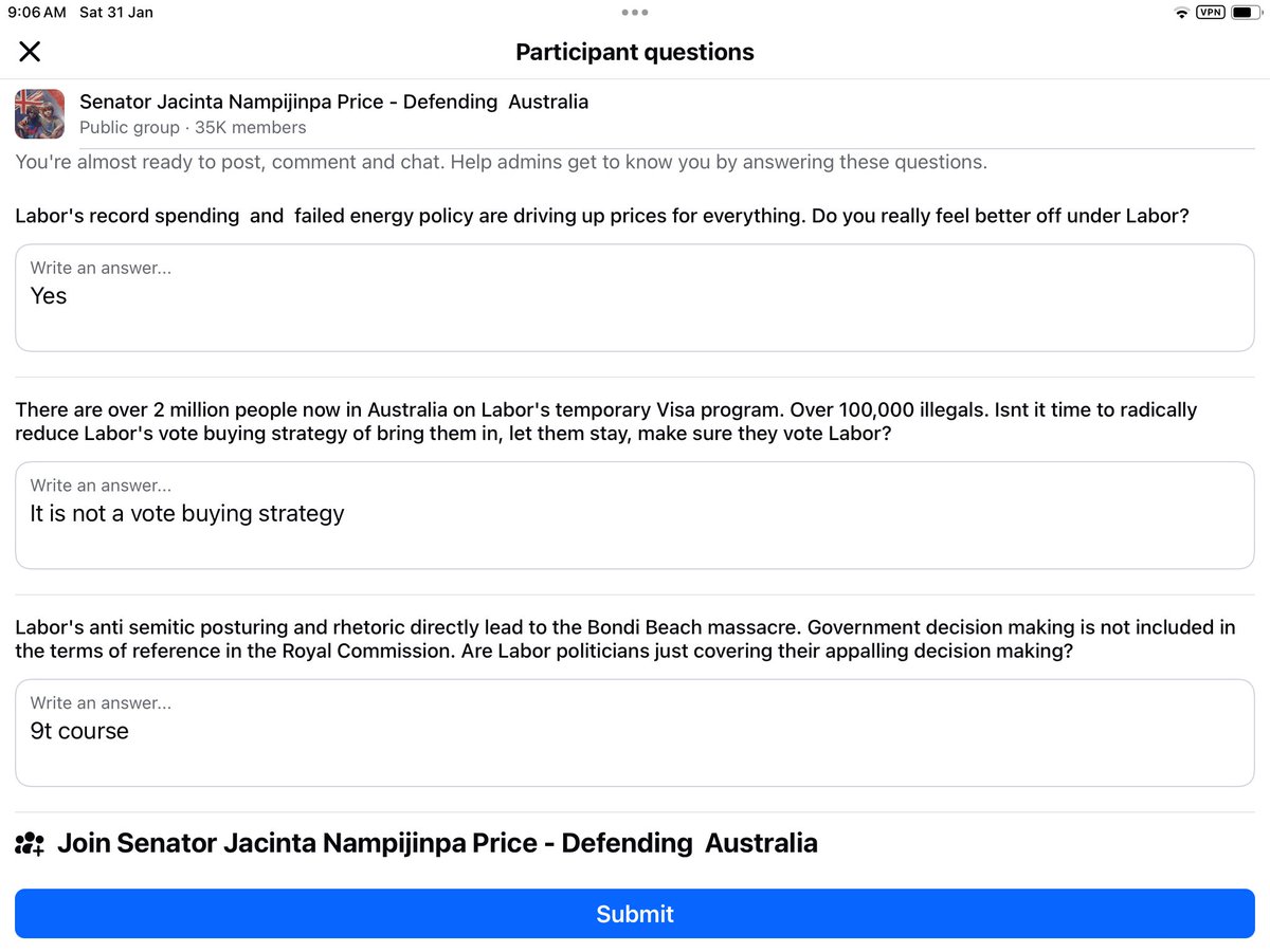 I was making a comment on Jacinta Namatjira Prices Facebook post, and before it was accepted this is what I had to respond with before it was accepted.