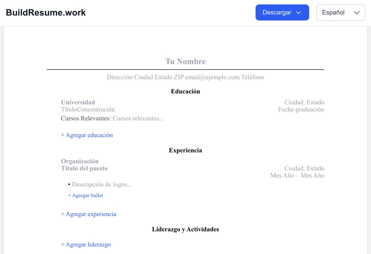 Acabo de lanzar BuildResume.work 🚀: un resume builder para crear un currículum estilo Harvard, profesional y compatible con ATS, listo para destacar en procesos de selección.

¿Qué incluye?
 ✅ Formato Harvard estándar
 ✅ PDFs 100% ATS-friendly
 ✅ Editor drag &amp; drop
 ✅