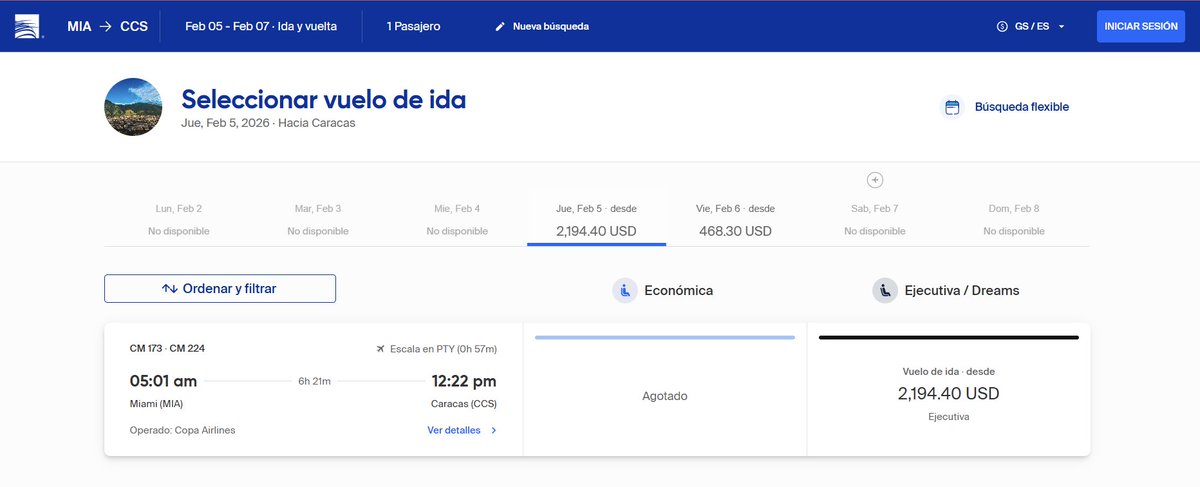 TahisCeballos's tweet photo. Ruta: Miami - Caracas: Agotados los vuelos en clase ecónomica del 5 de Febrero 😀 https://t.co/x1wfkybWV8