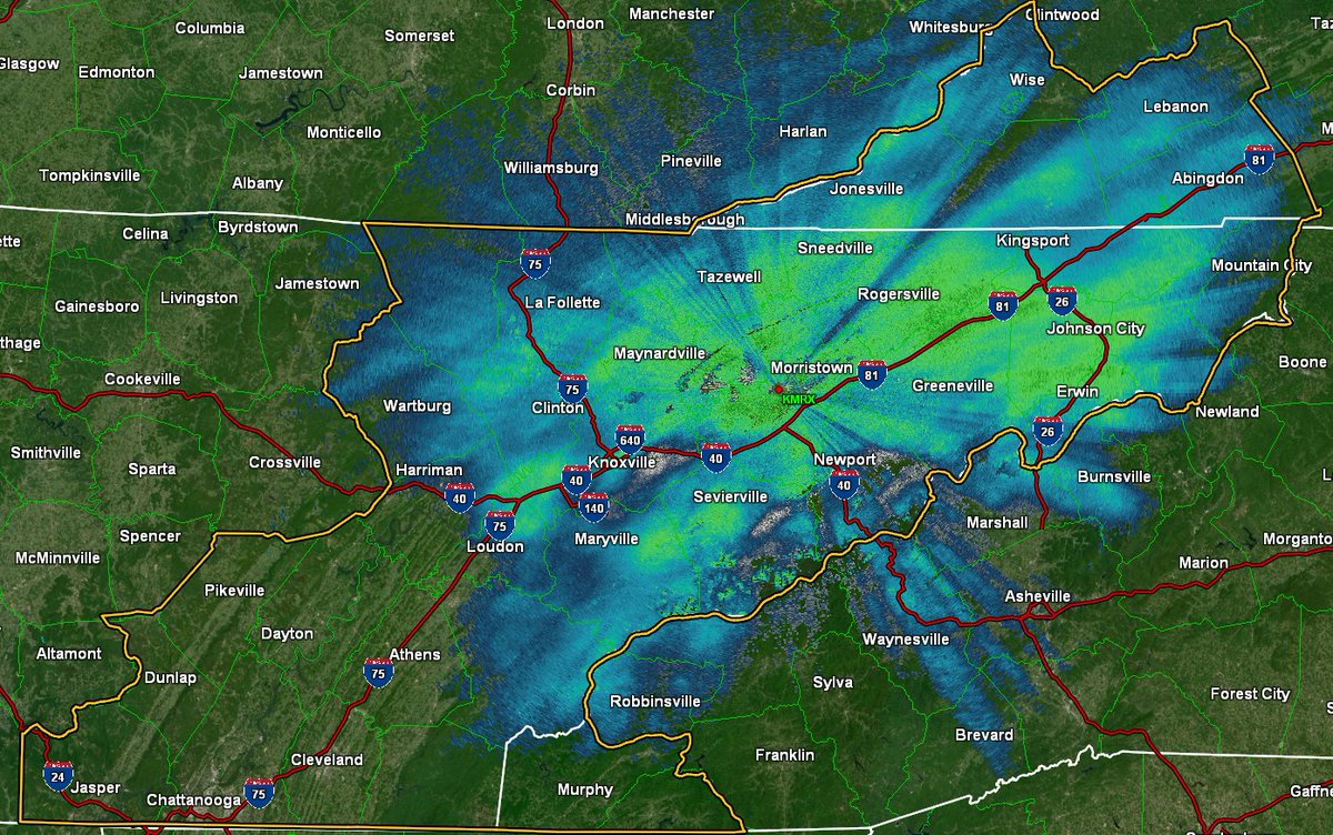 NWSMorristown's tweet image. Snowfall continues to increase across the area, especially over Northeast TN and Southwest VA. Roadways will become treacherous going into tonight as more snowfall is expected.