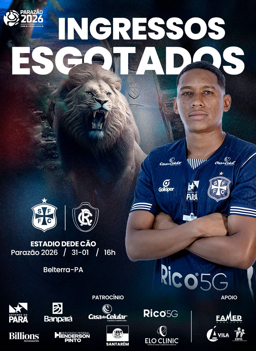 🔥 INGRESSOS ESGOTADOS! 🔥
Casa cheia confirmada em Belterra. Agora é torcer e apoiar o Leão do Tapajós do primeiro ao último minuto!
Que venha o duelo! 👊#ParazãoBanpará2026 #SãoFranciscoFC #LeãoDoTapajós #SFxRemo