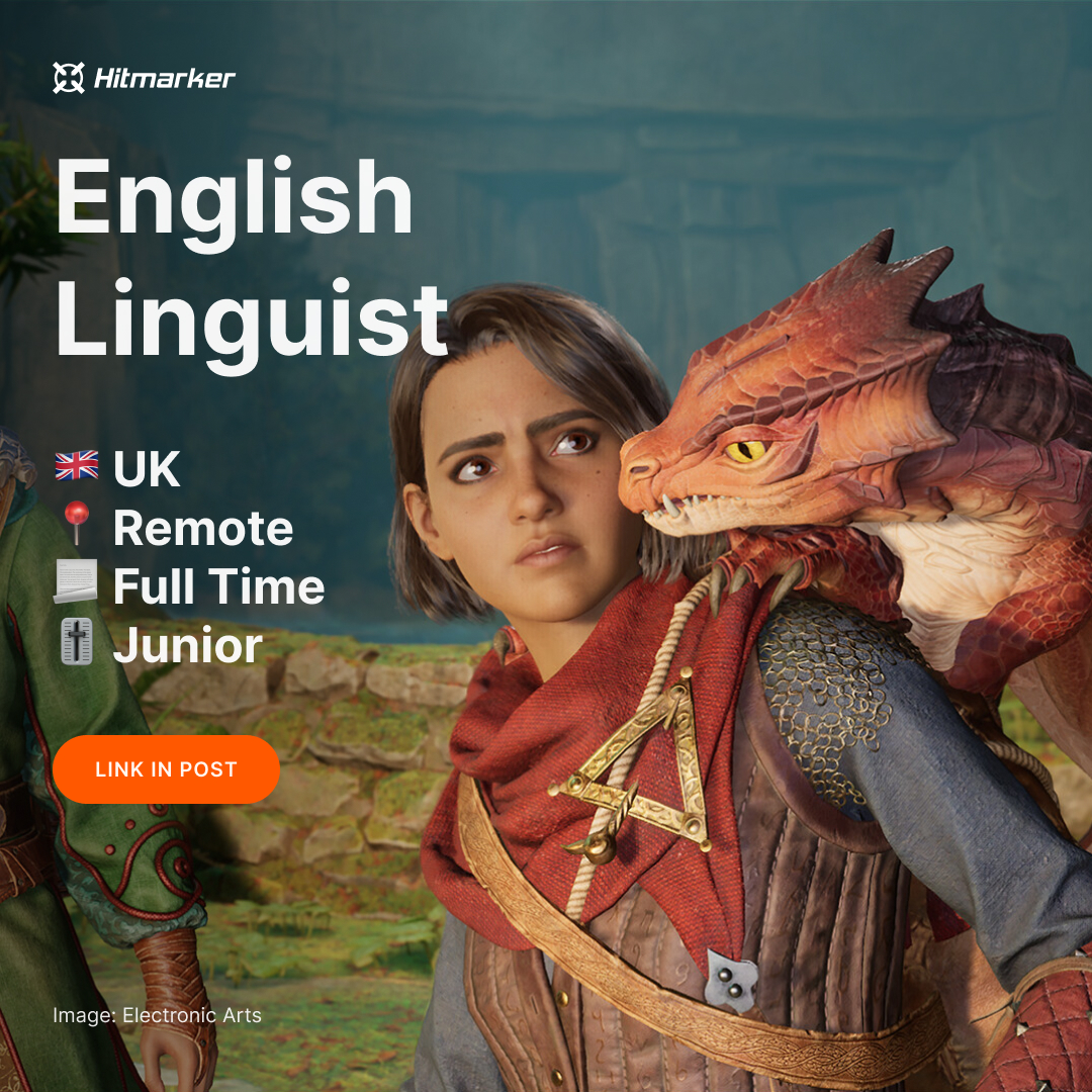 HitmarkerJobs's tweet image. ⚡️ NEW: An early-career localization gig available remotely within the UK! 🎮

💼 English Linguist
🏢 Side
🇬🇧 Remote UK
📃 Full Time
🎚 Junior
🏷 #Localization, #RemoteJob

Apply here 👇
hitmarker.net/jobs/side-engl…