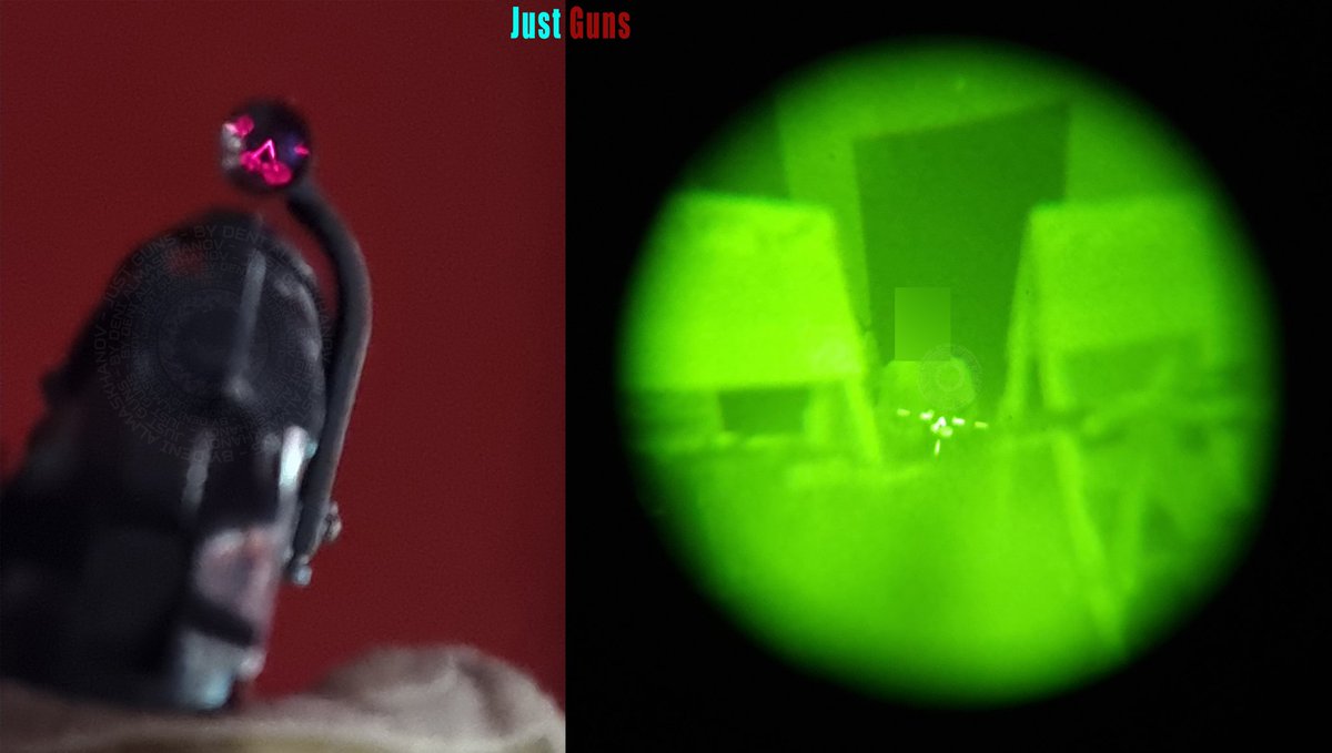 justgunsx's tweet image. A Soviet #KGB PNVS-1 night vision device comes with a similar occluded red dot for the PB/6P9! 🤔

Under nods it appears to be see-through thanks to the small (compared to NVD's objective lense) size of the red dot's ocular lense

A really cool piece I'm glad to have access to 😁