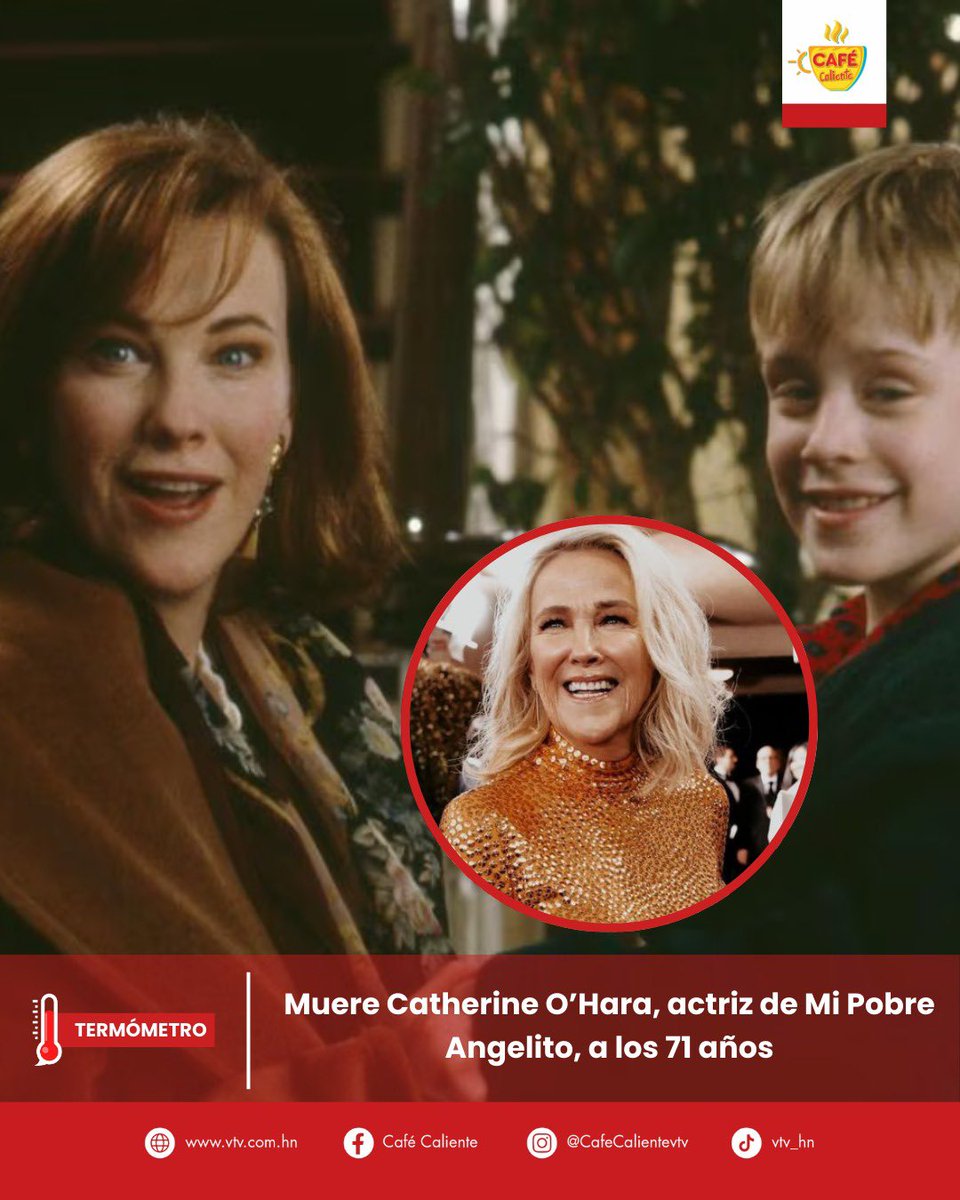 #CaféCaliente☀️☕| 🕊️🙏🏻 La industria del cine y la televisión está de luto por la muerte de la actriz canadiense Catherine O’Hara a los 71 años. Conocida mundialmente por su papel como la madre en Mi pobre angelito, falleció en un hospital de Los Ángeles, Estados Unidos.