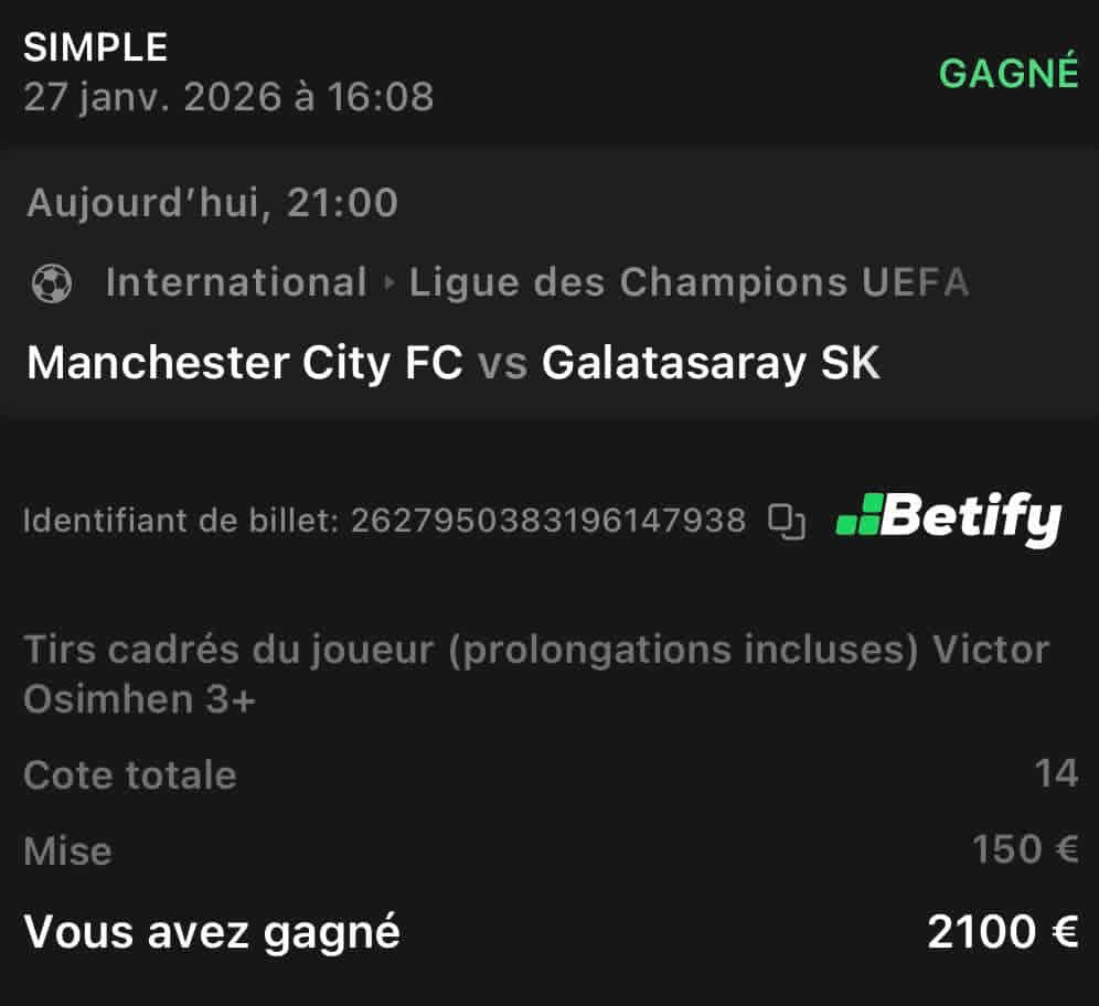 ⚡️GIVEAWAY VIREMENT BANCAIRE100€ ⚡️

Pour fêter la cote à 14 qu’on a validé cette semaine, je fais gagner 100€ en virement bancaire au hasard à l’un d’entre vous dans les commentaires ⬇️

Pour participer :
➡️ LIKE ❤️ &amp; RT ♻️
➡️ MET TON MEILLEUR COMMENTAIRE 💬

Lien Betify pour