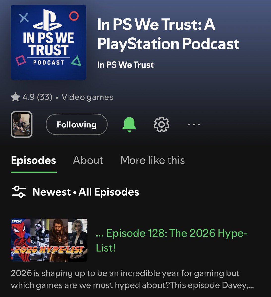 Have you checked out <a href="/InPSWeTrust/">In PS We Trust: A PlayStation Podcast 🇬🇧</a> on <a href="/Spotify/">Spotify</a> yet? 🎧 If you’re enjoying it, please drop us a rating &amp; review ⭐️ We’re pushing for 50 ratings and fighting to keep that 4.9 ⭐️ 💙