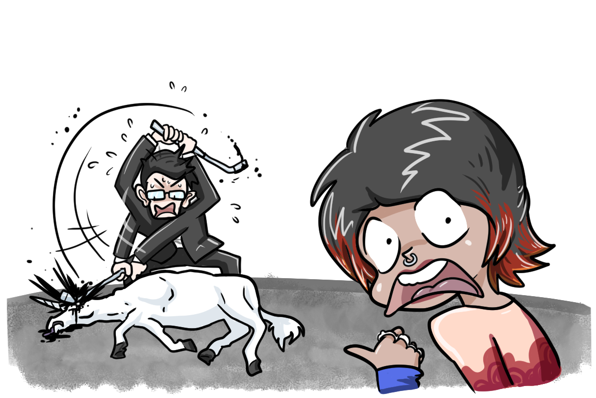 Madsmatic's tweet photo. Gonna try to do something new this year. Gonna combine something I would be doing anyway-- watching movies and reviewing 'em-- with something I'd really like to be doing more of on the regular-- drawing.  So first up, here's something about Death of A Unicorn (2025) https://t.co/QdiX9diODC