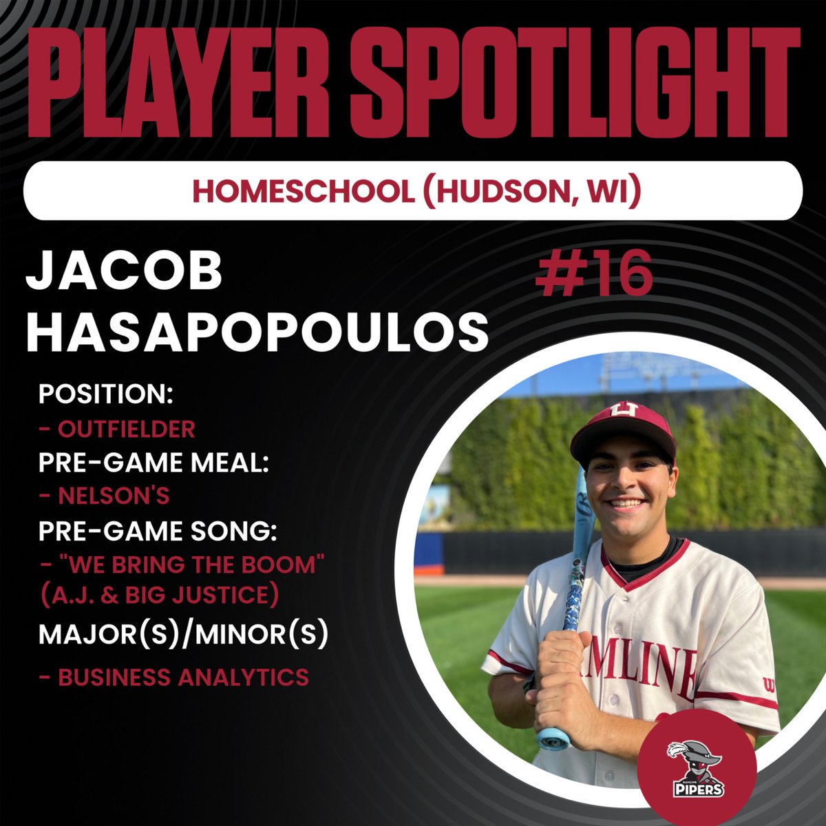 PiperBaseball's tweet photo. Yesterday marked 1️⃣6️⃣ DAYS Until Game Day
Swipe to learn more about 2028 Grad, Jacob Hasapopoulos! (#16)
📍Hudson, Wisconsin
#GoPipers #CountdownToGameDay https://t.co/5qjrs2Ldri