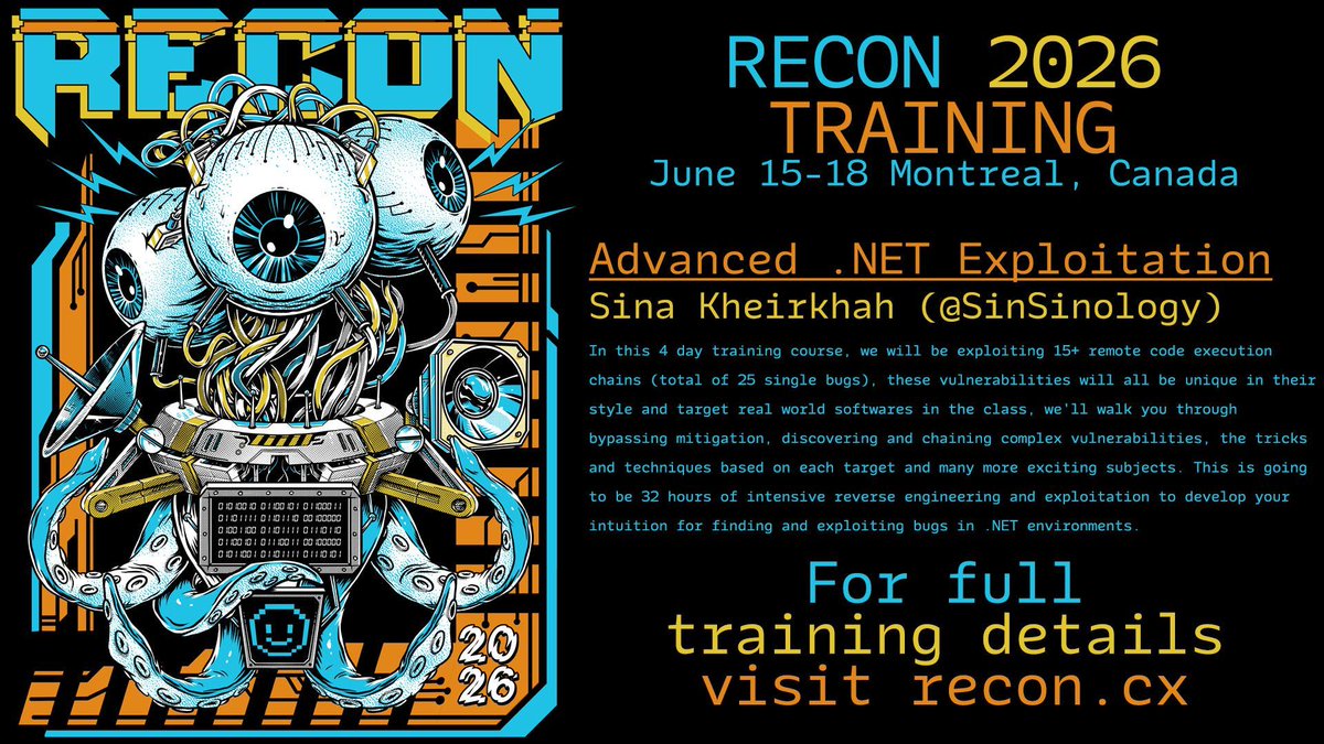 🪲 Registration is Open NOW! (<a href="/reconmtl/">REcon</a>)
recon.cx/2026/en/traini…