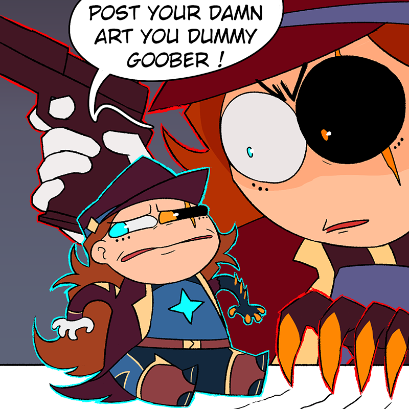 I'm a big overthinker about posting my art. It's even worse when I want to post about my OCs. 

I do mental battle myself for how to present my ideas or how to phrase them.

And English isn't my first language, GOD DAMN IT, my poor little brain !