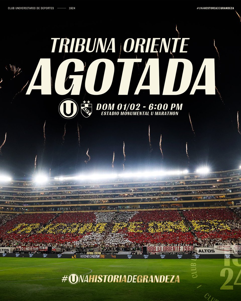 𝗟𝗔 𝗙𝗜𝗘𝗦𝗧𝗔 𝗩𝗔 𝗤𝗨𝗘𝗗𝗔𝗡𝗗𝗢 𝗟𝗜𝗦𝗧𝗔 🥁🤩

Agotamos todas las entradas a la tribuna oriente para nuestro partido del domingo ante ADT.

🎟️ ¡Vamos juntos por otro lleno Monumental! ▶️ bit.ly/49P2tpR

#UnaHistoriaDeGrandeza