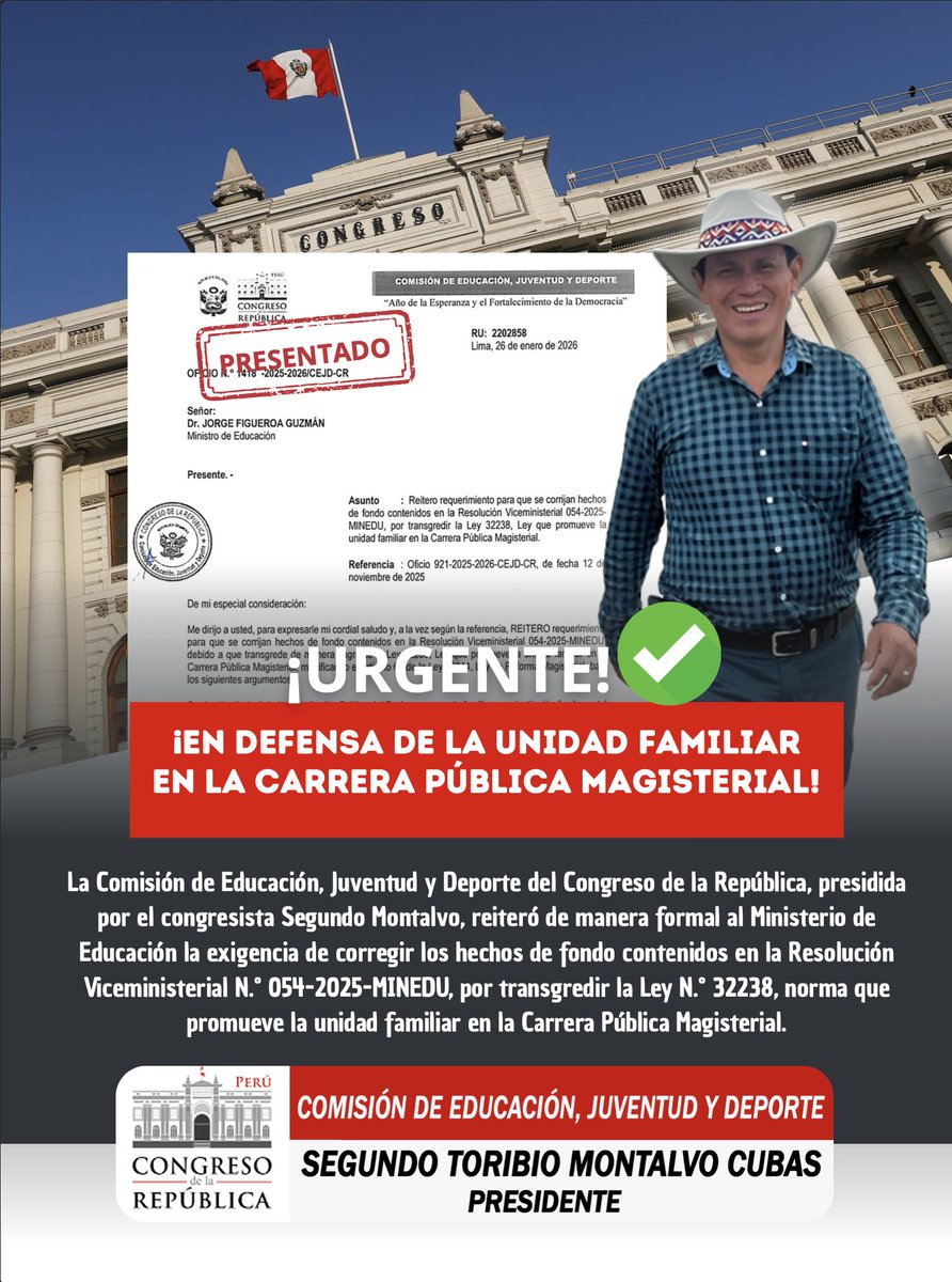 𝗖𝗢𝗠𝗜𝗦𝗜𝗢́𝗡 𝗗𝗘 𝗘𝗗𝗨𝗖𝗔𝗖𝗜𝗢́𝗡, 𝗝𝗨𝗩𝗘𝗡𝗧𝗨𝗗 𝗬 𝗗𝗘𝗣𝗢𝗥𝗧𝗘 𝗘𝗫𝗛𝗢𝗥𝗧𝗔 𝗔𝗟 𝗠𝗜𝗡𝗘𝗗𝗨 𝗖𝗢𝗥𝗥𝗘𝗚𝗜𝗥 𝗡𝗢𝗥𝗠𝗔 𝗤𝗨𝗘 𝗔𝗙𝗘𝗖𝗧𝗔 𝗟𝗔 𝗨𝗡𝗜𝗗𝗔𝗗 𝗙𝗔𝗠𝗜𝗟𝗜𝗔𝗥 𝗗𝗘𝗟 𝗠𝗔𝗚𝗜𝗦𝗧𝗘𝗥𝗜𝗢