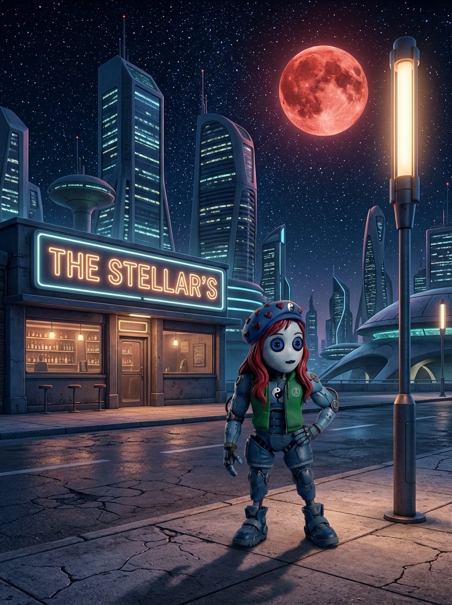 Stellarfrens's tweet photo. When the seeds of Humanity landed on a far away asteroid of machines, the Stellarfrens were born. They are part humanoid and part AI.  #displate #NFT #AIart︎ https://t.co/XMgG8PK9p8