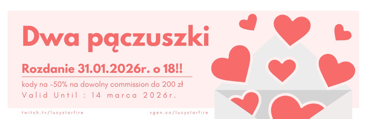 Przypominajka!
Jutro (31.01) o 18:00 odbędzie się rozdanie!
Dwóch zwycięzców otrzyma po dwa kody na -50% do wykorzystania na moim vgen dla siebie oraz do przekazania dowolnej osobie!

Wymogi: 
- follować moje konto vgen 
- polubić ten lub poprzedni post z ogłoszeniem

Do jutra!