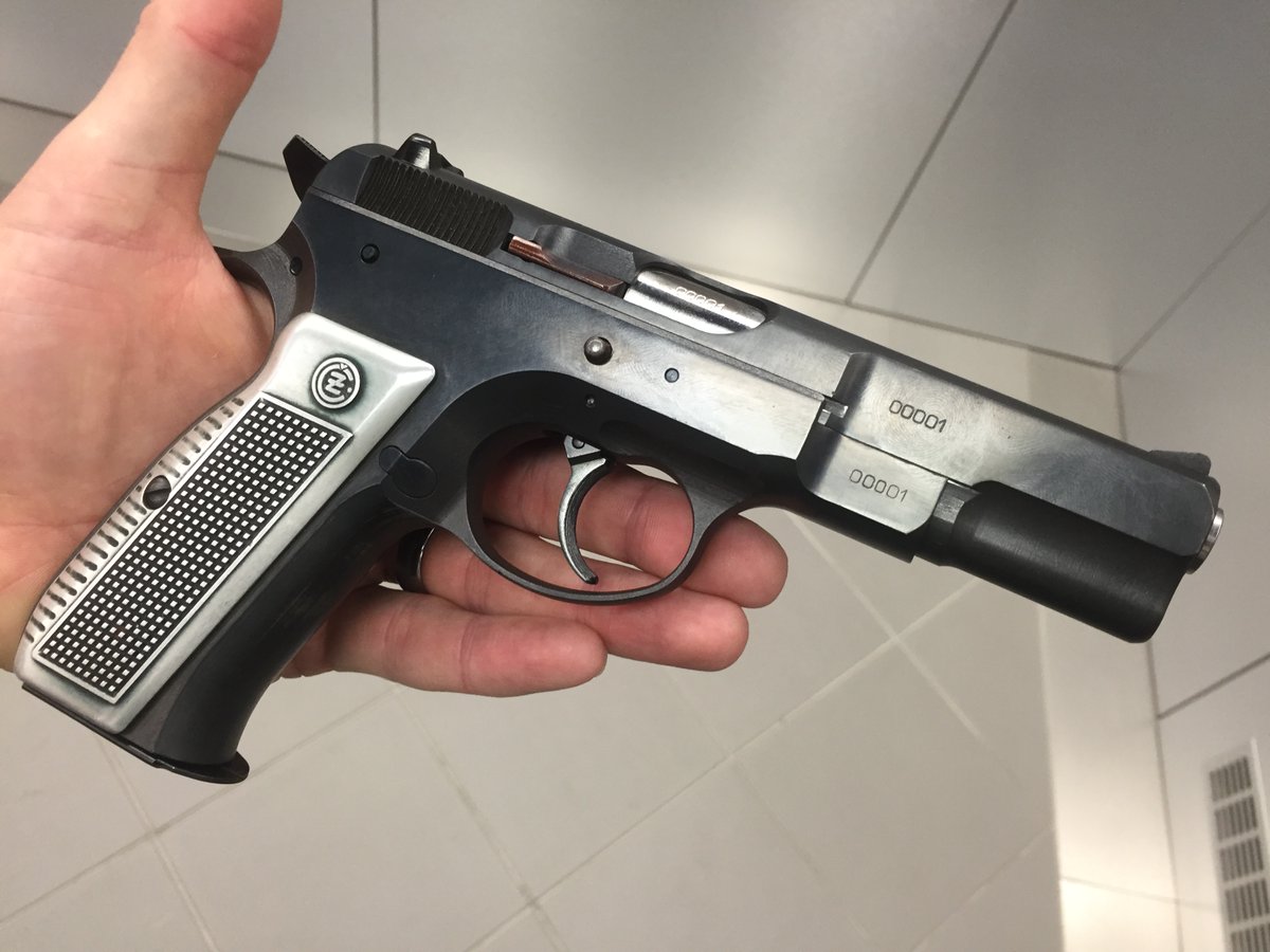MAC_Arms's tweet photo. I have been a CZ 75 fan since the 80's when Soldier of Fortune first reported on the pistol being discovered in Afghanistan. I've been to the factory twice and it was amazing. Now they announce the legend and I'm so excited. I handled serial #1... @CZ_Firearms https://t.co/bqahyyxIXA