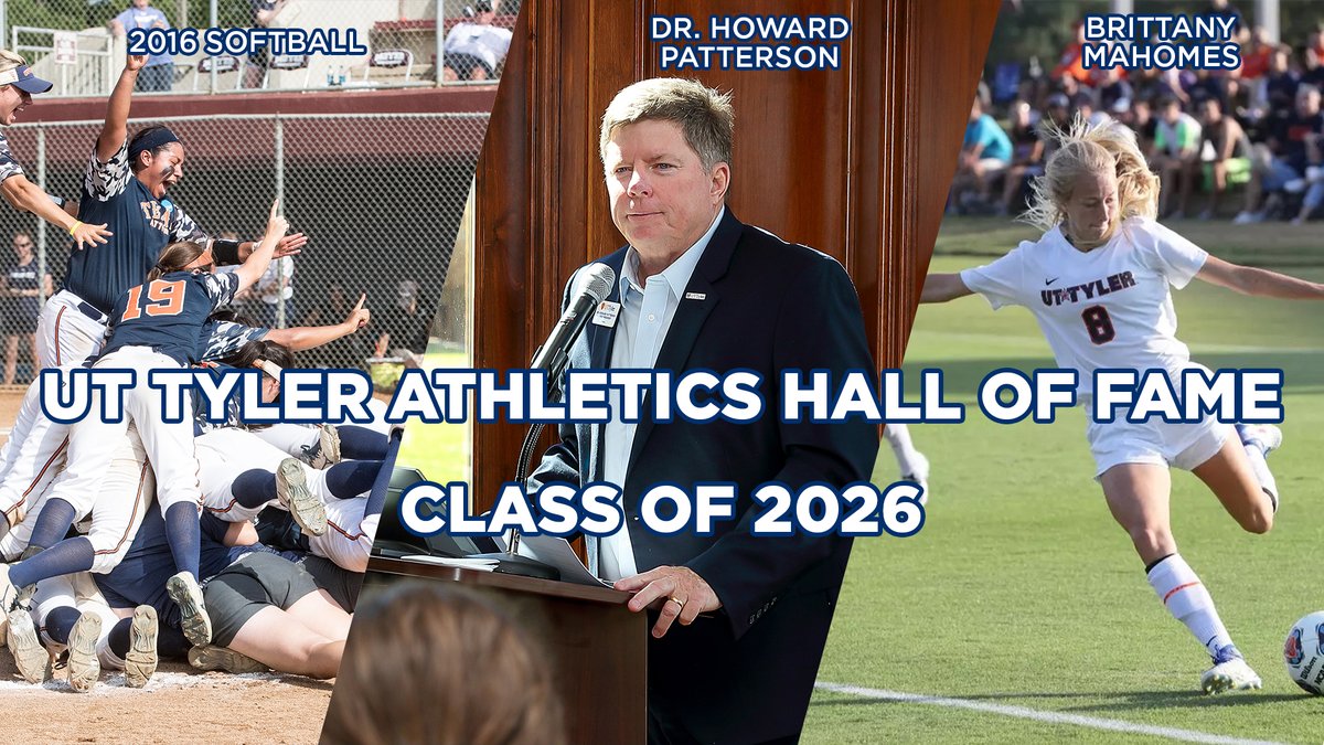 uttylerpatriots's tweet photo. GEN | Congratulations to our newest UT Tyler Athletics Hall of Fame inductees, Dr. Howard Patterson, Brittany Mahomes (formerly Matthews), and the 2016 National Championship softball team!

Release: https://t.co/OOfi2jG3CN

#SwoopSwoop https://t.co/5eCLQwK49p