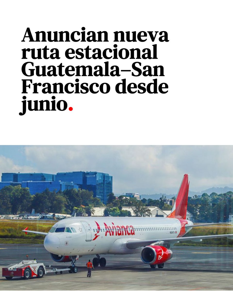 Vuelo directo de temporada acercará Guatemala 🇬🇹 a San Francisco 🇺🇸 este verano.

La nueva operación responde al aumento de demanda de viajes en época alta.

crnnoticias.com/anuncian-nueva…