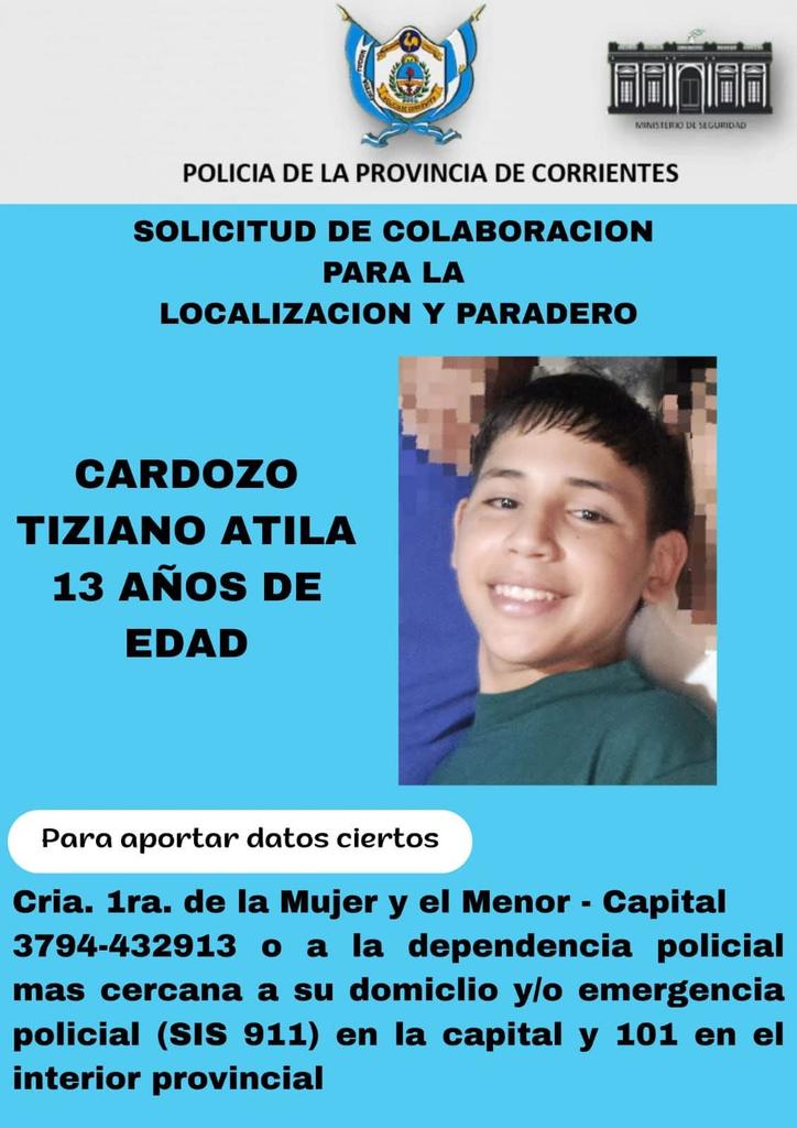ES URGENTE, POR FAVOR
DIFUNDAN!!!
Tiziano tiene que aparecer con VIDA!!!
<a href="/CorrientesGob/">Gobierno de Corrientes</a> 
<a href="/desaparecidaorg/">desaparecidas argentina</a>
