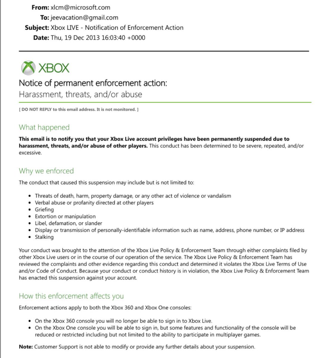Microsoft banned Jeffrey Epstein from Xbox Live in 2013 for “harassment, threats, and/or abuse of other players” that was “severe, repeated, and/or excessive.”