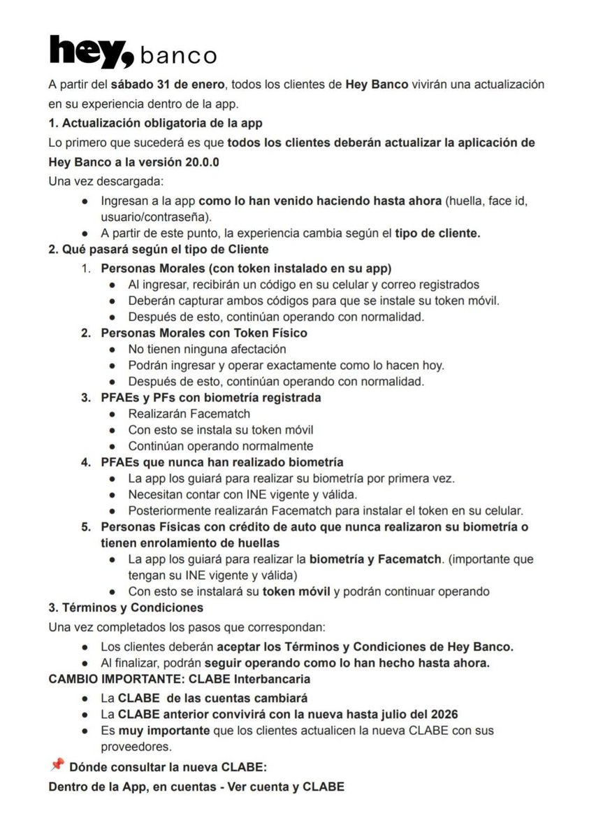 InversionesAld's tweet photo. 🚨 ATENCIÓN: Hey Banco cambiará la CLABE Interbancaria 🚨

Esta noche, después de las 10pm, comenzará el mantenimiento en la aplicación y no se podrá utilizar hasta después de las 5am del sábado.

#heybanco #bancodigital #banregio #cuentabancaria

+ https://t.co/aymH57m2MB