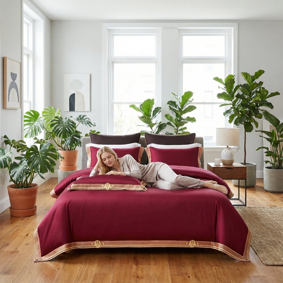 Glompi_shop's tweet photo. Gray, velvet red or green? Which would you choose for your bedroom #Decor.

The Anahi collection are also embroidered to add a touch of elegance and sophistication to any bedroom decor. https://t.co/flb4155coA