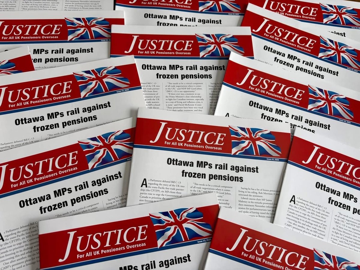 📣 Members! 📣
The latest issue of Justice is now out! 📰
❄️ Postal delivery may be slightly delayed due to snow.

Not a member yet?
Join for $25/year — email info@britishpensions.com

#EndFrozenPensions