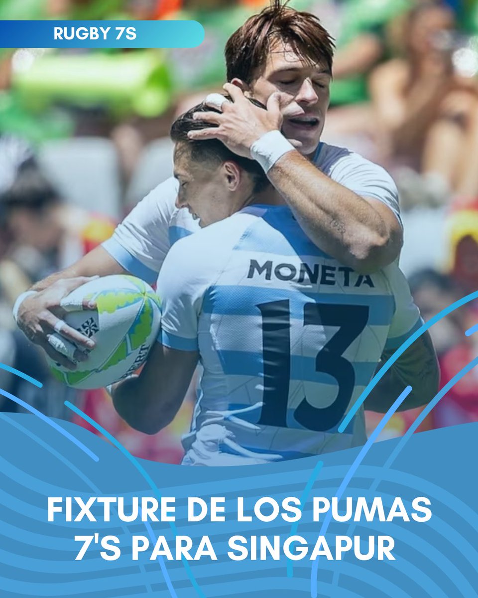 🏉🇦🇷 EL FIXTURE DE LOS PUMAS 7S PARA SINGAPUR

Argentina en la Zona B junto a Australia, Francia y Nueva Zelanda en el Circuito Mundial.
🗓️ Sábado 31/01:
🔹 1:10 hs 🇦🇷 vs 🇦🇺
🔹 4:36 hs 🇦🇷 vs 🇳🇿
🔹 8:02 hs 🇦🇷 vs 🇫🇷

🎥 Transmisión en vivo por Disney+
#LosPumas7s #Sevens #Singapur