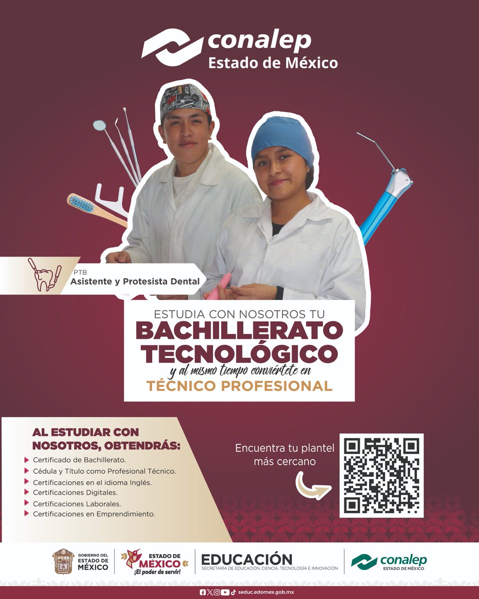Conalep_Edomex's tweet image. Sonrisas que cambian vidas 😁🦷

Fórmate en atención clínica y elaboración de prótesis con impacto directo en la salud. 

Mayor información 👉 conalepmex.edu.mx/educacion/nuev…

#Dental #ApasionadamenteCONALEP #OrgullosamenteCONALEP #ElPoderDeServir
