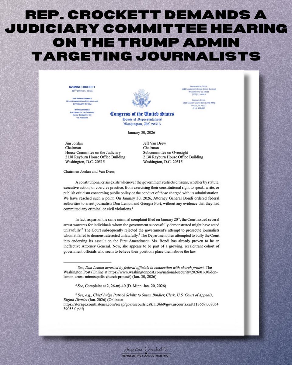 Congresswoman Jasmine Crockett tweet media