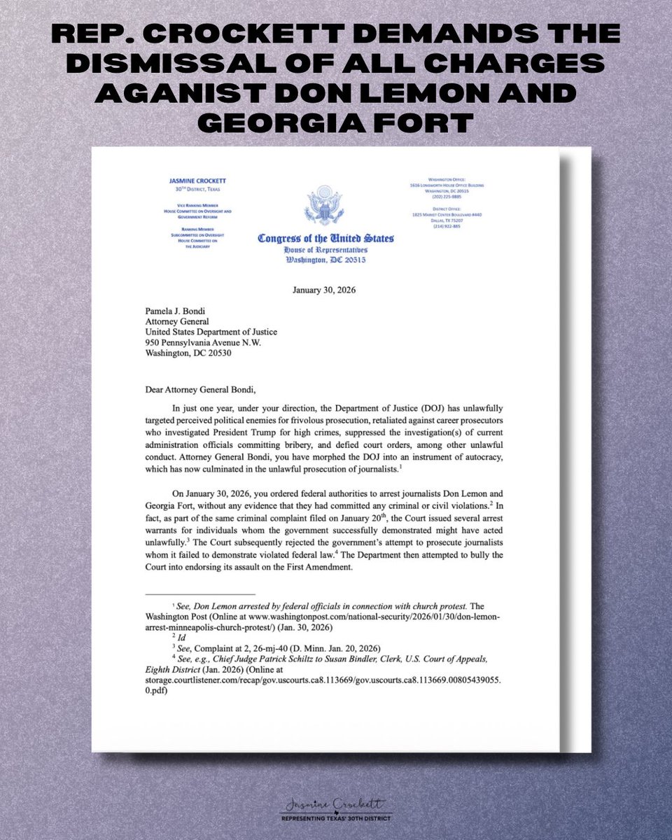 Congresswoman Jasmine Crockett tweet media