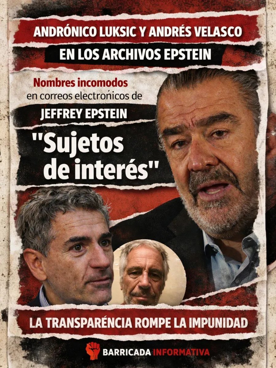 🚨ANDRÓNICO LUKSIC Y ANDRÉS VELASCO EN LOS ARCHIVOS EPSTEIN🚨

Los Archivos de Jeffrey Epstein, liberados por el Departamento de Justicia de EE.UU., siguen revelando nombres que incomodan.