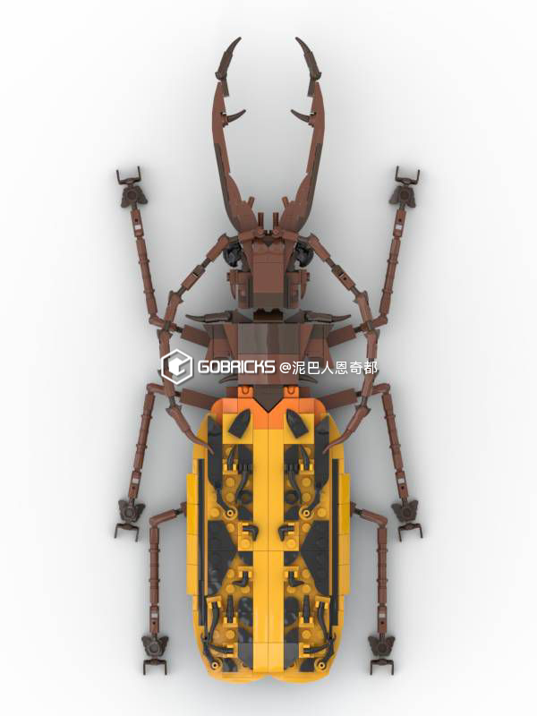 Onebrick：鹿角长牙天牛#lego #legomoc