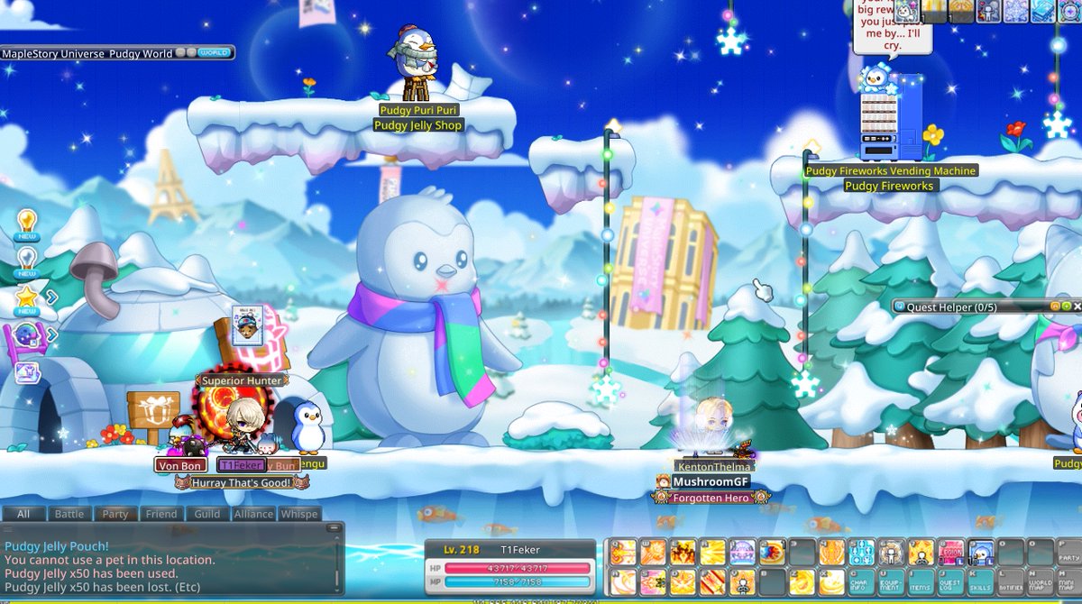 I'm very glad that this MSUX PenGu event has been extended.  The players all enjoy this event. If you haven't joined MSU to enjoy this leisure time, please hurry up and join now. 
Server：Errai  
Character Name：T1Feker 
#MapleStoryN #500PudgyJellies
<a href="/MapleStoryU/">MapleStory Universe</a>
<a href="/pudgypenguins/">Pudgy Penguins</a>