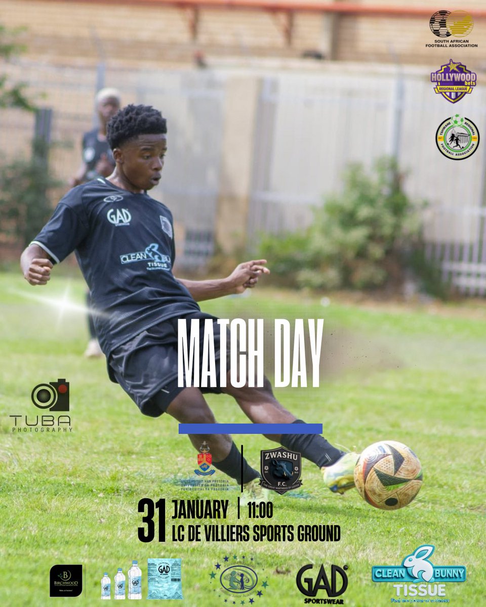 ‼️Match Day‼️ 

🆚  University of Pretoria FC
🏆 Hollywoodbets MRL 
📆 31 January 2026
⏰ 11:00
🏟 LC De Villers Sports Ground
📺 Zwashu TV (YouTube Channel)

#NguluvheDzaVhakwevho
#MRL
#IamZwashuFC