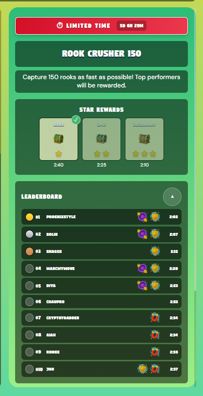 langla666's tweet image. I used to be in the TOP 10!!! but the competition was too fierce, and I am no longer in the TOP... I have opened my cherished legendary boxes to continue climbing the TOP...
this game funny: kingsgambit.fun/?referral=8501…
@KingsGambitGame  @AnichessGame 
#gamefi #gamefun