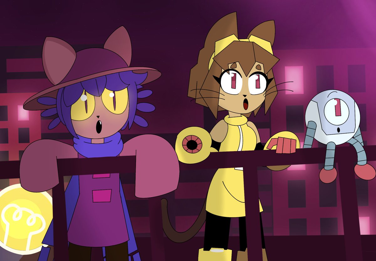 Two cats, Two worlds…” Here's an art piece of Niko and Kit looking