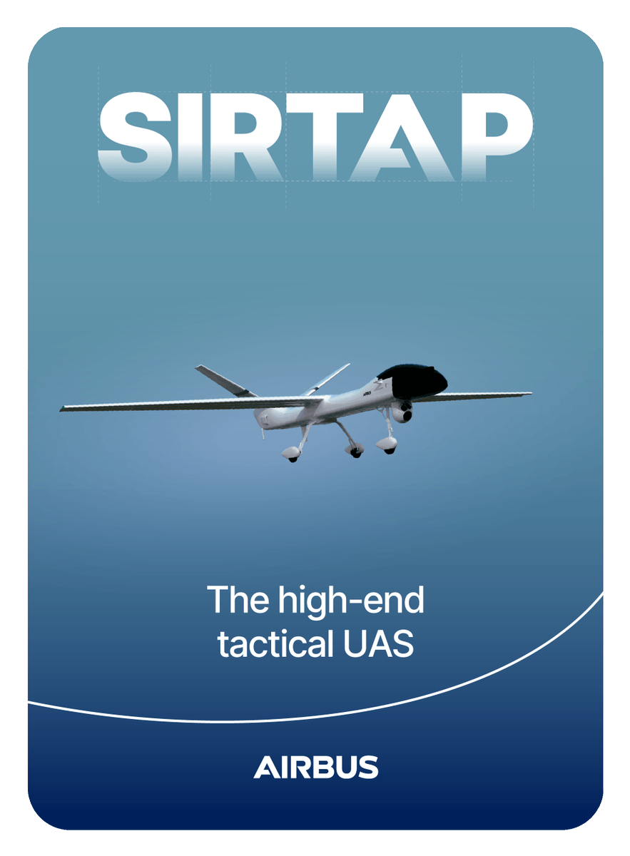 AirbusDefence's tweet photo. Guess who is making their way to #SingaporeAirshow2026? #SIRTAP, the high-end tactical UAS, that is built for a variety of missions: from Intelligence, Search and Rescue and maritime surveillance to day and night time operations under all weather conditions. https://t.co/JMxumYh8p5