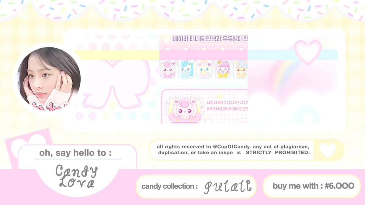OfCandyland's tweet image. help repost? thankchu .♥︎ #zonauang 03

sugar angels, new candy pieces just popped in! layouts of sullyoon, wonyoung, minju, hanni, minji, priced at &amp;lt; 6.OOO &amp;gt; 

tap into @CupOfCandy’s dm to get yours!