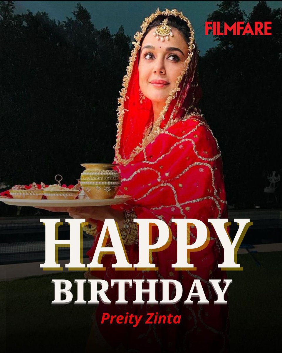 filmfare's tweet image. Wishing Preity Zinta a very happy birthday. 🌸 

From iconic roles to real-life grace, you’ve always stood out with your authenticity and warmth.❤️

#70thFilmfareAwards2025withGujaratTourism
#HyundaiIndia
#Filmfare