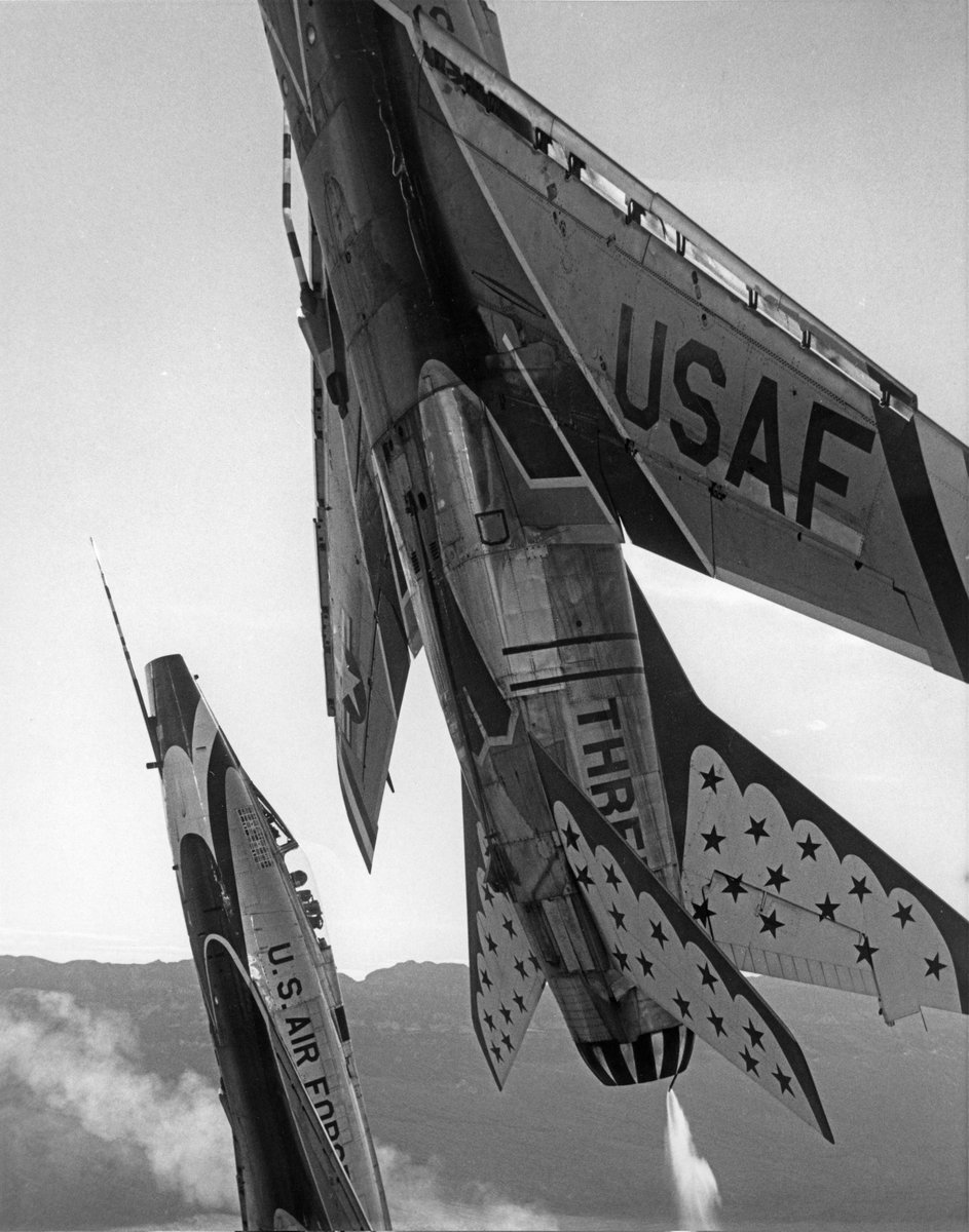 GrinnelliDesign's tweet photo. From our SME:  1968 I went down to the Thunderbird's operations building one afternoon and the guys in there gave me these pictures, they were still flying the F-100 at this time.  I also walked out into their hangar and got to walk around their planes. #dcsworld https://t.co/lkSjZeHy7E