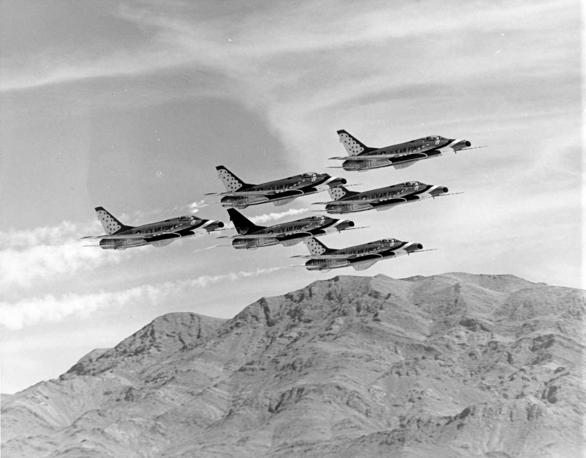 GrinnelliDesign's tweet photo. From our SME:  1968 I went down to the Thunderbird's operations building one afternoon and the guys in there gave me these pictures, they were still flying the F-100 at this time.  I also walked out into their hangar and got to walk around their planes. #dcsworld https://t.co/lkSjZeHy7E