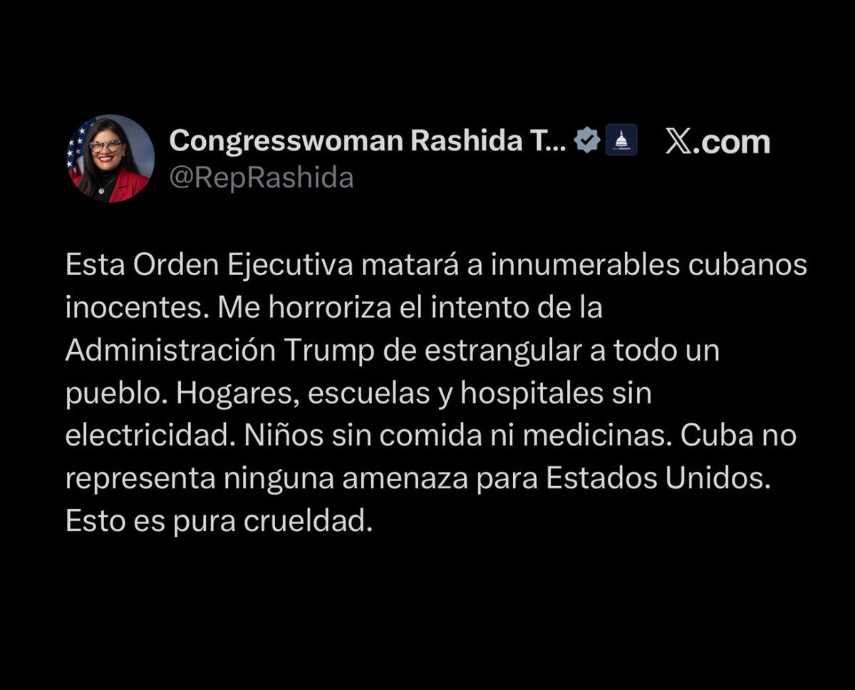 El hombre más poderoso del mundo es pedófilo

El hombre más rico del mundo es pedófilo

Ambos hombres blancos, misóginos

Pero el problema es Cuba 🇨🇺 y su gente valiente

<a href="/RashidaTlaib/">Rashida Tlaib</a> advierte la crueldad de bloquear a una nación indefensa

Es un momento muy oscuro y triste