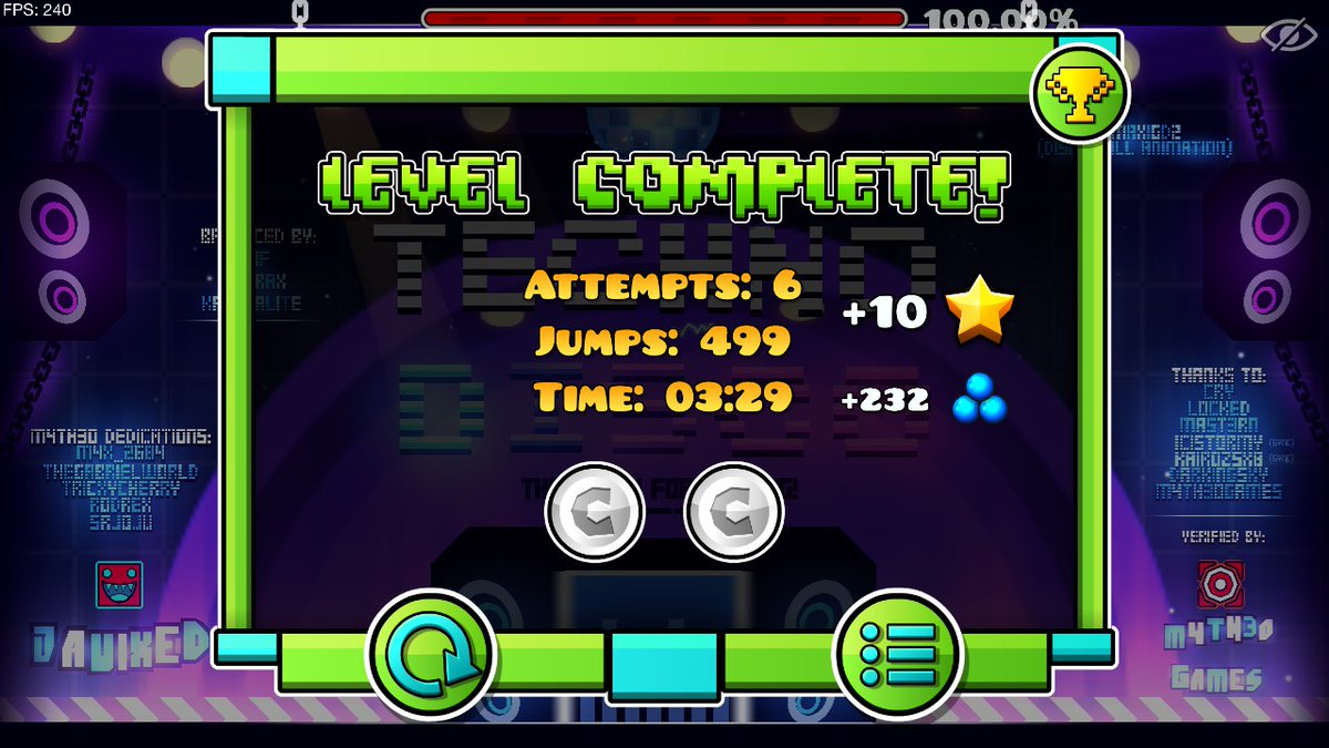 Bueno, pues después de que le dieran su rate correspondiente, me pasé Techno Disco.

La razón de porqué está en la cuenta de <a href="/M4th3oGames/">M4th3oGames</a> es porque compitió en una lvl-race que organicé para así regalarle el nivel a quien lo verificase.

Flukeado del 66+1%, esperado.

GG's =)