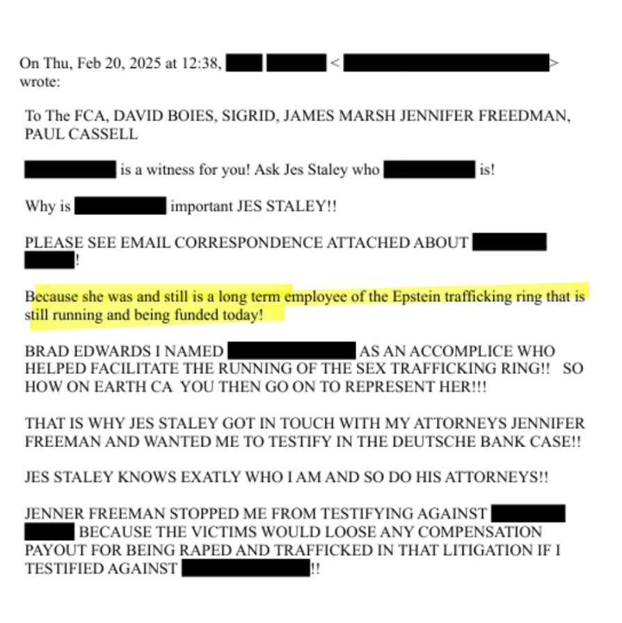 We literally have emails from VICTIMS of Epstein stating 

"THE EPSTEIN TRAFFICKING RING IS STILL RUNNING AND BEING FUNDED TODAY!" 

IS THIS WHY THE DOJ ISN'T PROSECUTING?